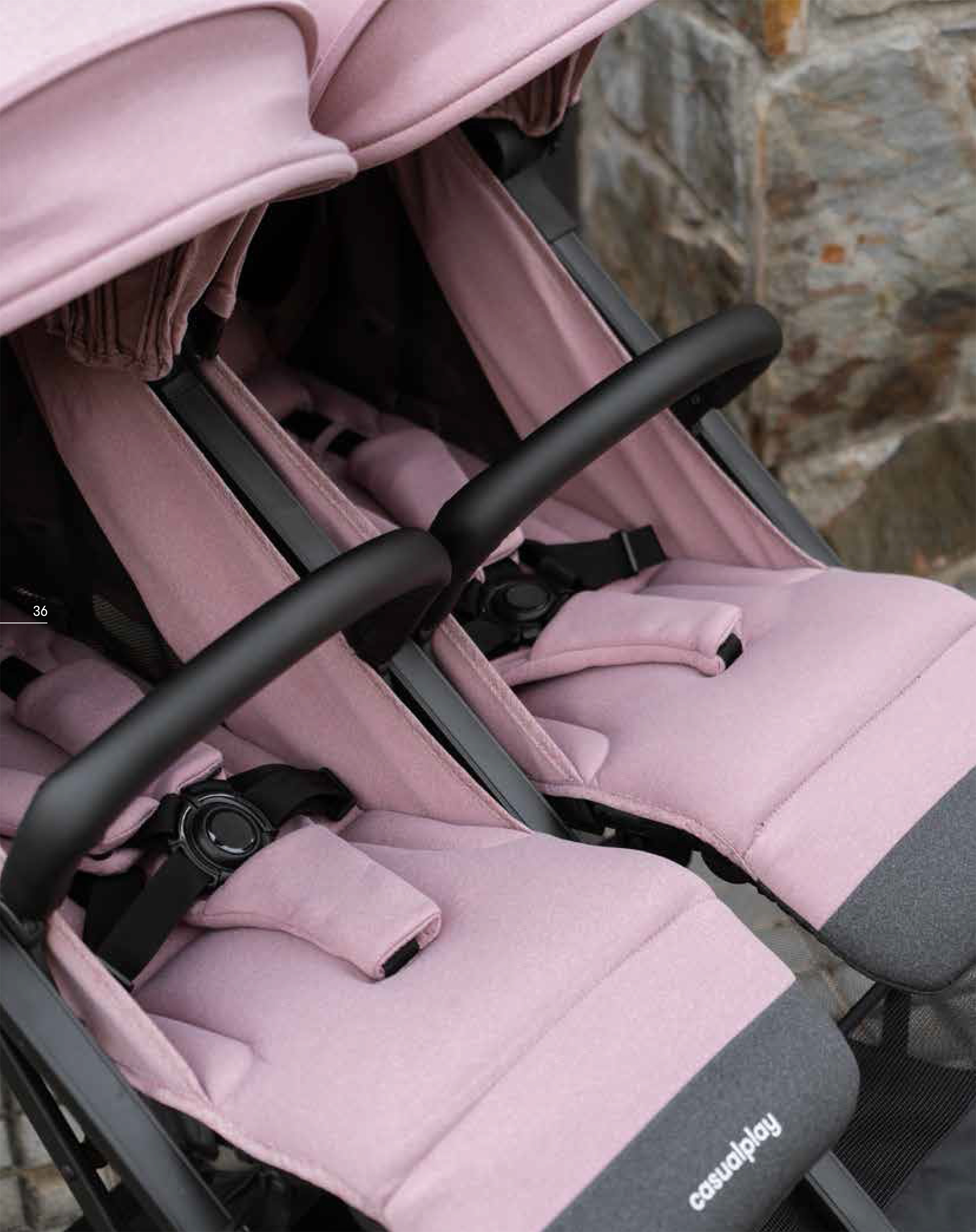 Coche gemelar TOUR TWIN MAX con 2 capazos MISTY PINK